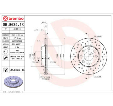 Brzdový kotouč BREMBO 09.8635.1X