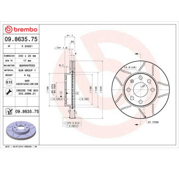 Brzdový kotouč BREMBO 09.8635.75