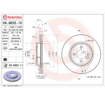 Brzdový kotouč BREMBO 09.8655.11