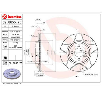 Brzdový kotouč BREMBO 09.8655.75