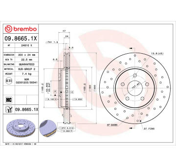 Brzdový kotouč BREMBO 09.8665.1X