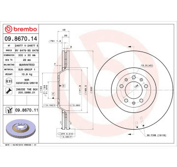 Brzdový kotouč BREMBO 09.8670.11