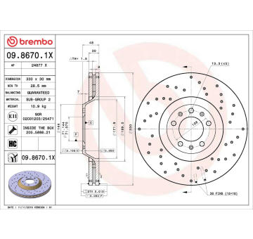 Brzdový kotouč BREMBO 09.8670.1X