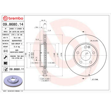 Brzdový kotouč BREMBO 09.8680.11