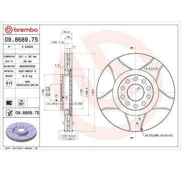 Brzdový kotouč BREMBO 09.8689.75