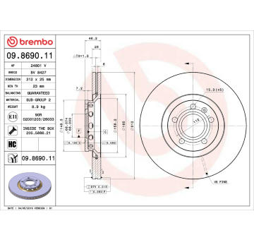 Brzdový kotouč BREMBO 09.8690.11