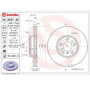 Brzdový kotouč BREMBO 09.8697.81