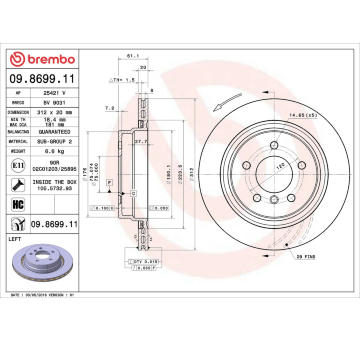 Brzdový kotouč BREMBO 09.8699.11