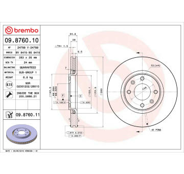 Brzdový kotouč BREMBO 09.8760.11