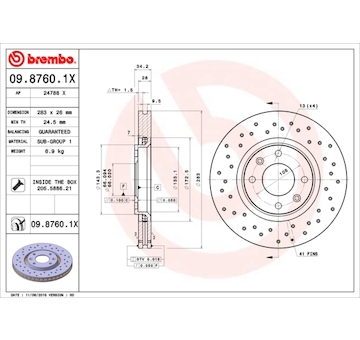 Brzdový kotouč BREMBO 09.8760.1X