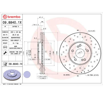 Brzdový kotouč BREMBO 09.8840.1X