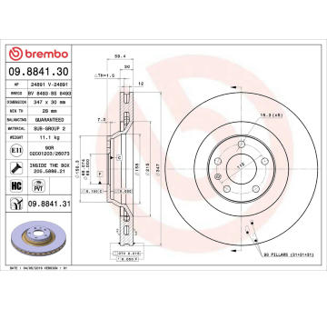 Brzdový kotouč BREMBO 09.8841.31