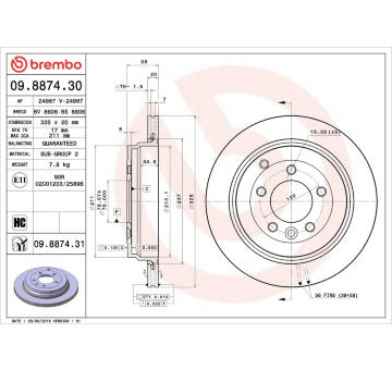 Brzdový kotouč BREMBO 09.8874.30