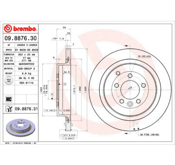 Brzdový kotouč BREMBO 09.8876.31