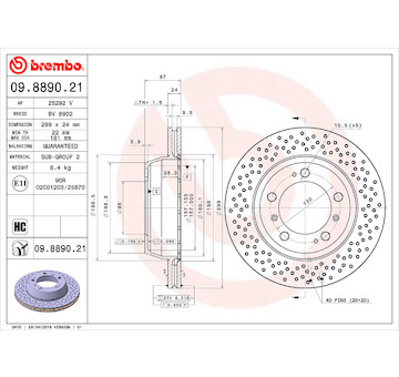 Brzdový kotouč BREMBO 09.8890.21