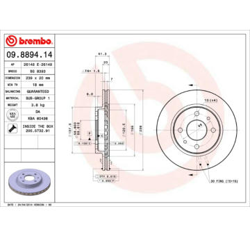 Brzdový kotouč BREMBO 09.8894.14