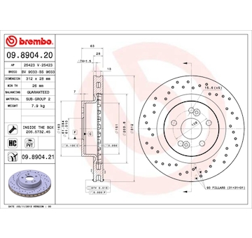 Brzdový kotouč BREMBO 09.8904.20