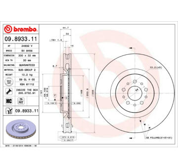 Brzdový kotouč BREMBO 09.8933.11