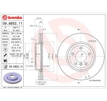 Brzdový kotouč BREMBO 09.8952.11