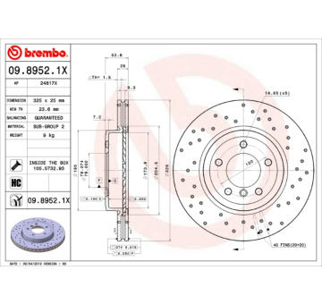 Brzdový kotouč BREMBO 09.8952.1X