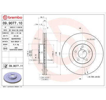 Brzdový kotúč BREMBO 09.9077.10