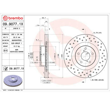 Brzdový kotouč BREMBO 09.9077.1X