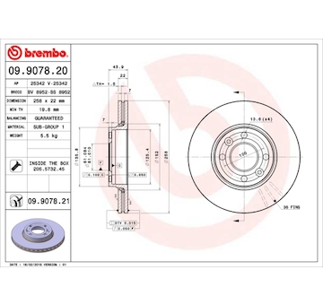 Brzdový kotouč BREMBO 09.9078.20