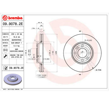 Brzdový kotouč BREMBO 09.9078.2E