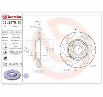 Brzdový kotouč BREMBO 09.9078.2X