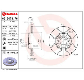 Brzdový kotouč BREMBO 09.9078.76