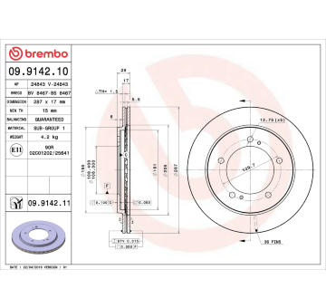 Brzdový kotouč BREMBO 09.9142.10