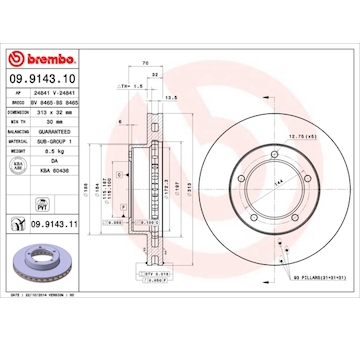 Brzdový kotouč BREMBO 09.9143.11