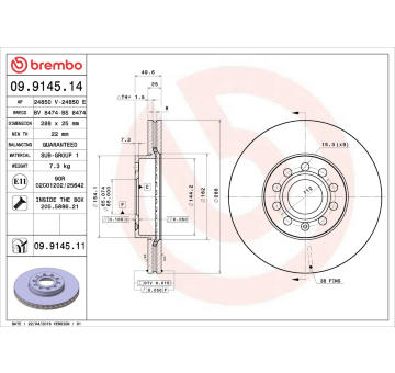 Brzdový kotouč BREMBO 09.9145.11