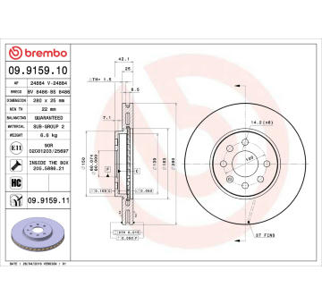 Brzdový kotouč BREMBO 09.9159.11