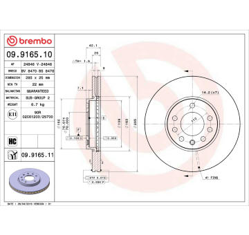 Brzdový kotouč BREMBO 09.9165.10