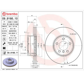 Brzdový kotouč BREMBO 09.9166.11