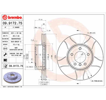 Brzdový kotouč BREMBO 09.9172.75