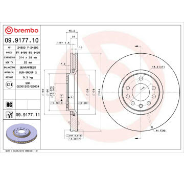 Brzdový kotouč BREMBO 09.9177.10