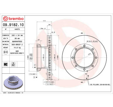 Brzdový kotouč BREMBO 09.9182.10