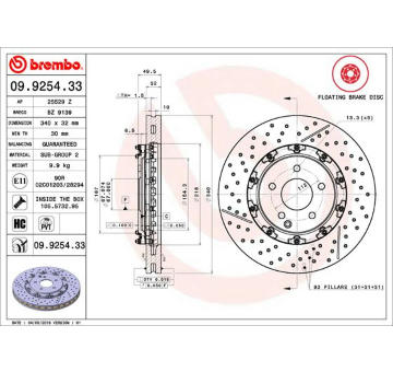 Brzdový kotouč BREMBO 09.9254.33