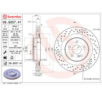 Brzdový kotouč BREMBO 09.9257.41