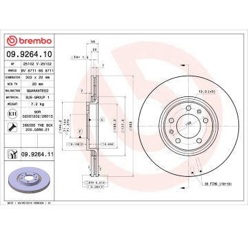 Brzdový kotouč BREMBO 09.9264.11