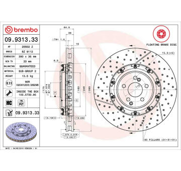 Brzdový kotouč BREMBO 09.9313.33