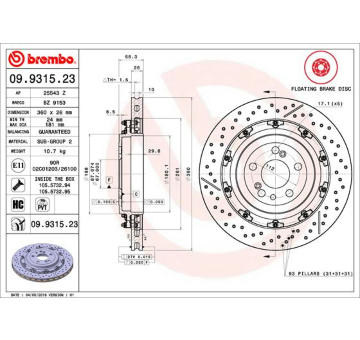 Brzdový kotouč BREMBO 09.9315.23