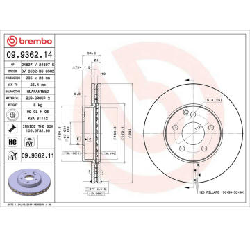 Brzdový kotouč BREMBO 09.9362.14