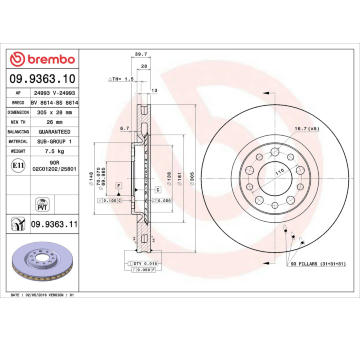 Brzdový kotouč BREMBO 09.9363.11