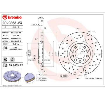 Brzdový kotouč BREMBO 09.9363.2X