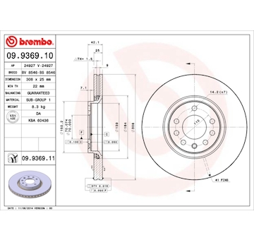 Brzdový kotouč BREMBO 09.9369.10