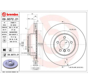 Brzdový kotouč BREMBO 09.9372.21