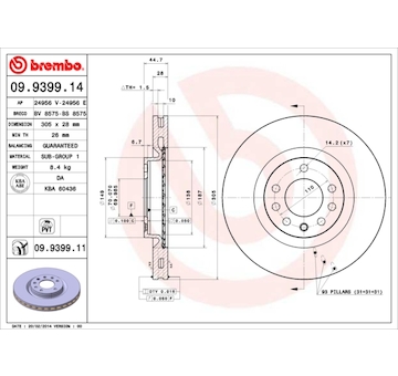 Brzdový kotouč BREMBO 09.9399.11